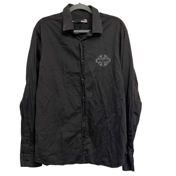 LOVE MOSCHINO Black Long Sleeve Button Down Shirt Size XXL - Picture 1 of 5